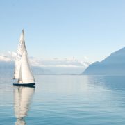 white sailboat on water